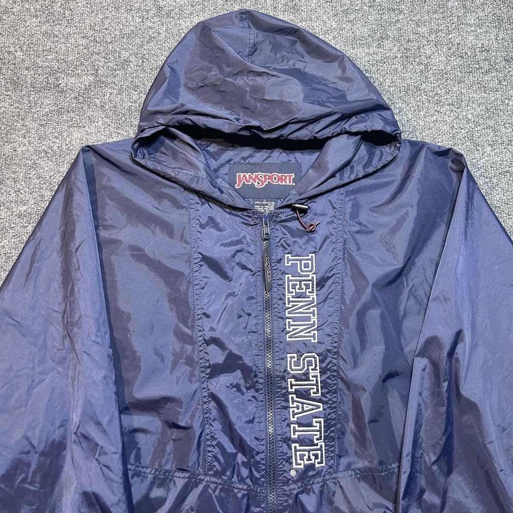 Vintage 90s JanSport Penn State Windbreaker Jacket Size Large Navy Spell Out PSU